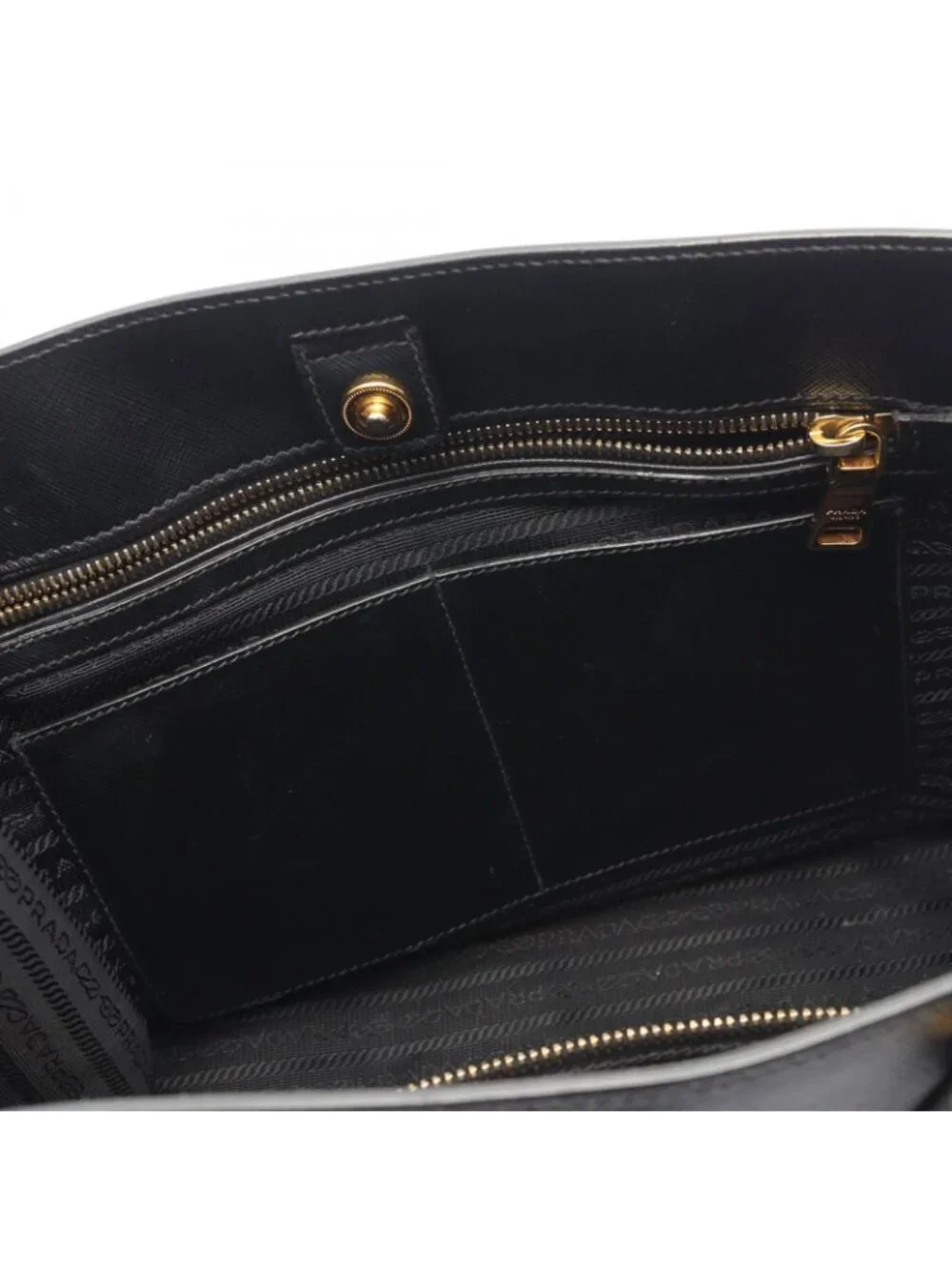 Prada Tote Galleria 2-Way Black Ivory Saffiano Leather Large Handbag